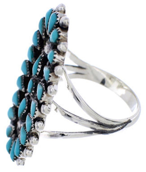 Southwest Silver Needlepoint Turquoise Ring Size 8-3/4 YX35100